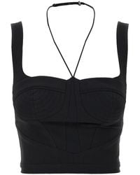 Nensi Dojaka - Shaped Bustier Top With Intricate Neck Lacing - Lyst