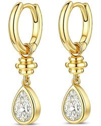 Velora Vie - Soleil Teardrop-Pendant Hoop Earrings - Lyst