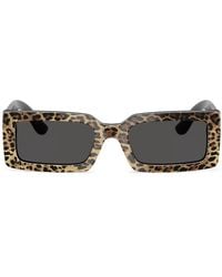 Dolce & Gabbana - Leopard Rectangle-Frame Sunglasses - Lyst