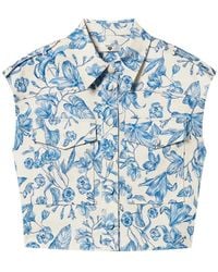 Twinset - Floral-Print Cotton Cropped Vest - Lyst
