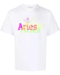 Aries - Logo-Print Detail T-Shirt - Lyst