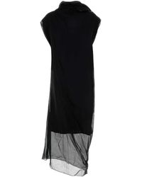 Carven - Sheer-Overlay Draped Midi Dress - Lyst