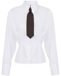 Elisabetta Franchi - Poplin Shirt With Bow Tie - Lyst
