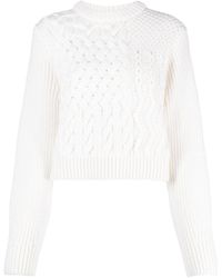 Cecilie Bahnsen - Cable-Knit Cropped Wool Jumper - Lyst