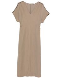 Brunello Cucinelli - Viscose Linen Silk Dress - Lyst