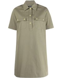 A.P.C. - Short-sleeve Cotton Shift Dress - Lyst