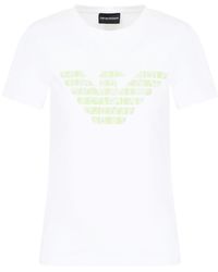 Emporio Armani - T-shirt Van Katoenblend Met Logoprint - Lyst
