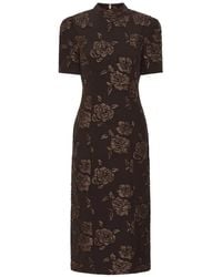 ROTATE BIRGER CHRISTENSEN - Floral High Neck Jacquard Midi Dress - Lyst