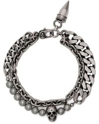 Alexander McQueen - Bracelet With Pearls And Skull Studs - Lyst