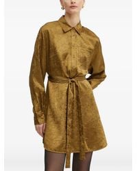 Pinko - Point-Collar Long-Sleeve Mini Shirt Dress - Lyst
