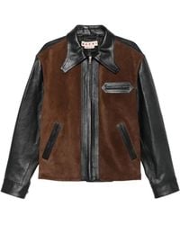 Marni - Panelled Zipped Leather Jacket - Lyst