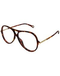 Chloé - Tortoiseshell-Effect Pilot-Frame Glasses - Lyst