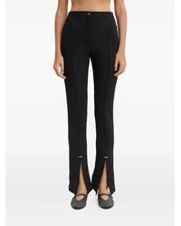 Mugler - High Waist Broek Met Metalen Vlak - Lyst
