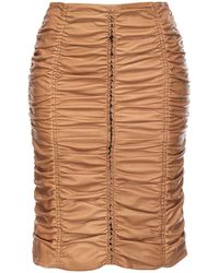 Pinko - Ruched Leather Midi Skirt - Lyst