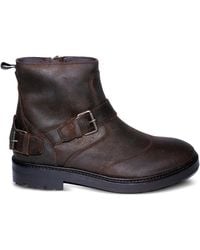 Belstaff - Buckle-Strap Leather Boots - Lyst