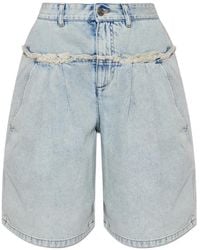 Isabel Marant - Iselle Frayed-Trim Denim Knee-Length Shorts - Lyst