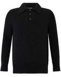 Roberto Cavalli - Ribbed-Knit Polo Sweater - Lyst