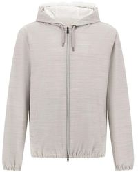 Herno - Zip-Up Mélange Hooded Jacket - Lyst