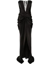 Ana Radu - Rhinestone-Embellished Draped Satin Gown - Lyst