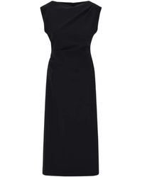 Herno - Abito Midi Con Scollo A V E Drappeggio - Lyst