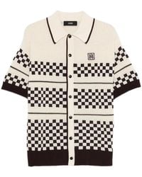 Amiri - Kariertes Mesh-Hemd mit Logo-Patch - Lyst
