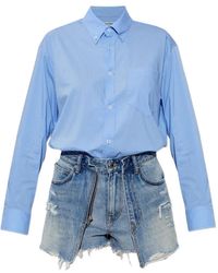 Alexander Wang - Distressed Denim Playsuit - Lyst