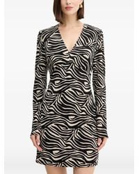Morgan - Zebra-Print Long-Sleeve Mini Dress - Lyst