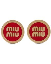 Miu Miu - Logo-lettering Stud Earrings - Lyst