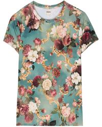L'Agence - Floral-print T-shirt - Lyst