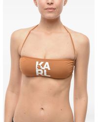 KARL LAGERFELD - Logo-Print Bandeau Bikini Top - Lyst