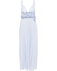 P.A.R.O.S.H. - Robe Longue Plissée À Appliques Fleurs - Lyst