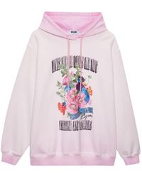 MSGM - Hoodie À Fleurs - Lyst