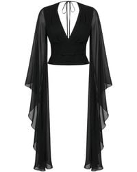 Gemy Maalouf - V-Neck Draped-Sleeve Top - Lyst