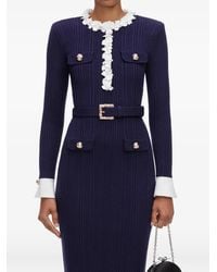 Self-Portrait - Flower Rib-Knit Midi Dress - Lyst