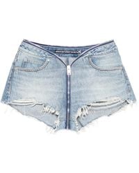 Alexander Wang - Distressed Zip Denim Shorts - Lyst