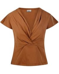 Isabel Marant - Twist-Detail V-Neck T-Shirt - Lyst