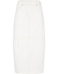 Brunello Cucinelli - High-Waisted Denim Midi Skirt - Lyst