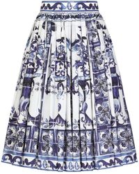 Dolce & Gabbana - Midi-Plooirok Met Print - Lyst