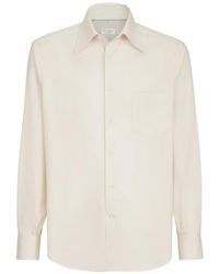 Brunello Cucinelli - Garment-Dyed Twill Shirt With Italian Collar And Chest Pocket - Lyst