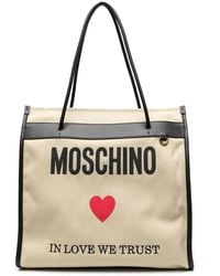 Moschino - Embroidered Logo Canvas Tote Bag - Lyst