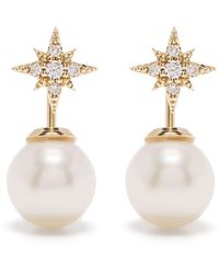 Mizuki - 14kt Yellow Gold Akoya Pearl And Diamond Star Earrings - Lyst