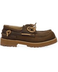 Moschino - Whipstitch-Trim Chunky-Sole Boat Shoes - Lyst