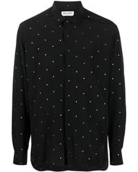 Saint Laurent - Polka Dot Embroidery Silk Shirt - Lyst