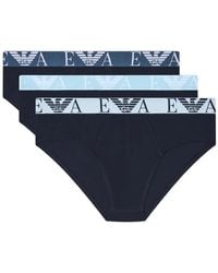Emporio Armani - Logo-Embroidered Elastic Briefs (Set Of Three) - Lyst