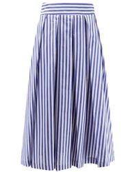 LAVI COUTURE - Iris Striped Flared Midi Skirt - Lyst