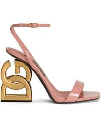 Dolce & Gabbana - Patent Leather Sandals With 3.5 Heel - Lyst