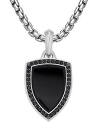 David Yurman - Sterling Shield Onyx And Diamond Amulet - Lyst