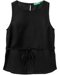 Benetton - Tie-Waist Sleeveless Blouse - Lyst
