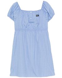 Miu Miu - Plaid-Pattern Popeline Mini Dress - Lyst