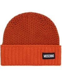 Moschino - Bonnet En Laine Épaisse À Patch Logo - Lyst